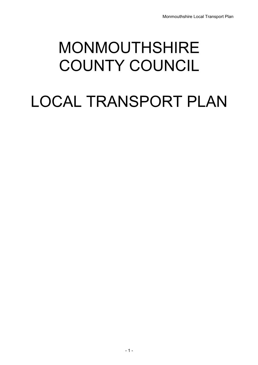 Monmouthshire Local Transport Plan