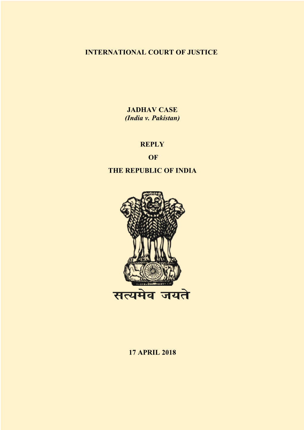 INTERNATIONAL COURT of JUSTICE JADHAV CASE (India V