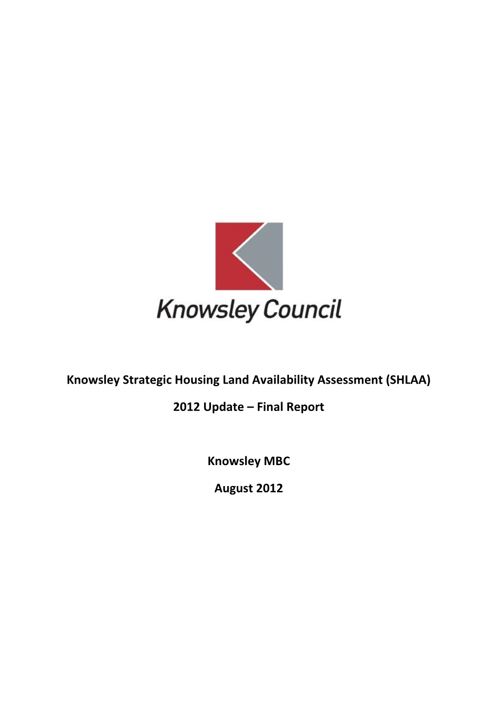 Knowsley Strategic Housing Land Availability Assessment (SHLAA)