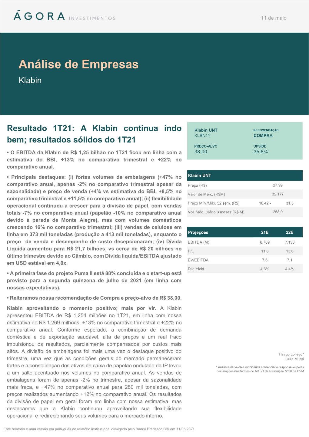 Análise De Empresas Klabin