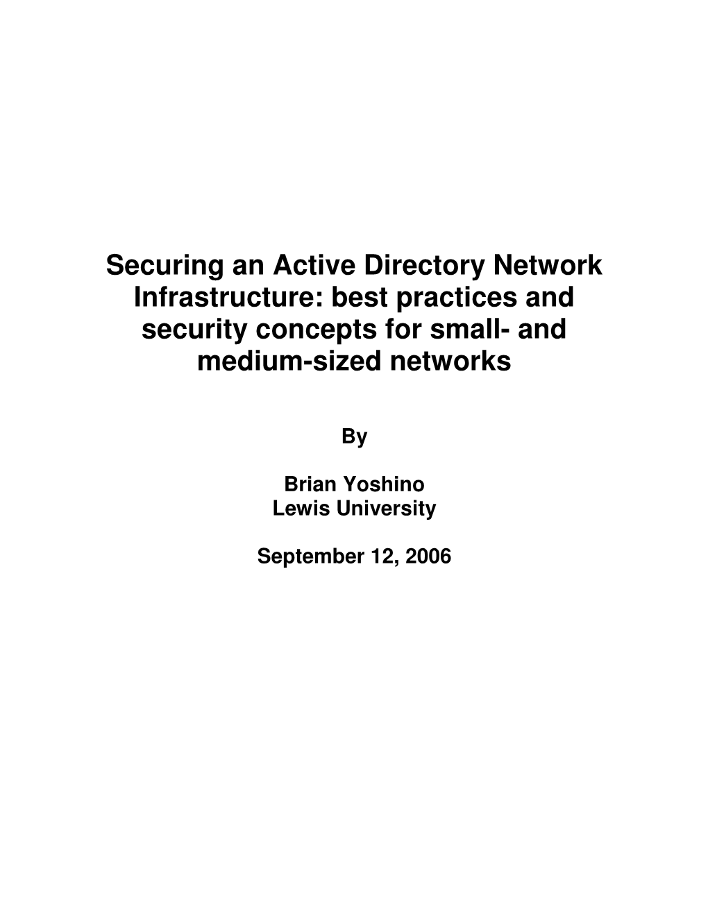 Securing an Active Directory Network Infrastructure: Best Practices and Security Concepts for Small- and Medium-Sized Networks