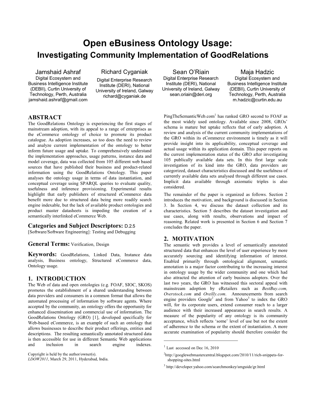 Open Ebusiness Ontology Usage: Investigating Community Implementation of Goodrelations
