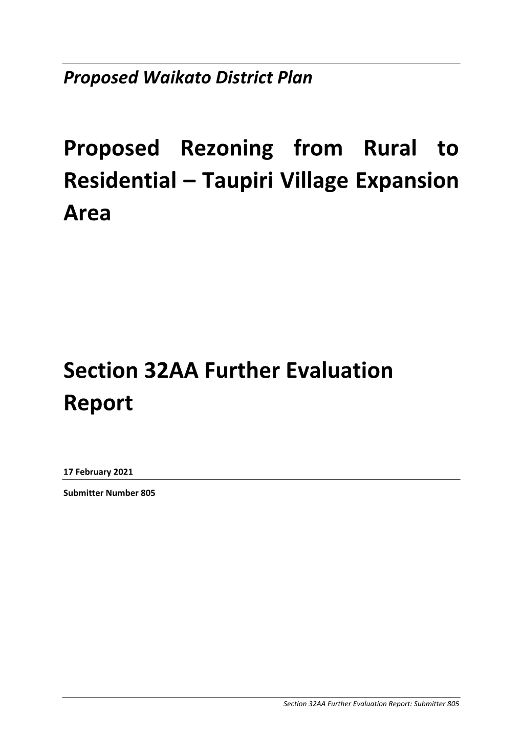 Proposed Rezoning from Rural to Residential – Taupiri Village Expansion Area