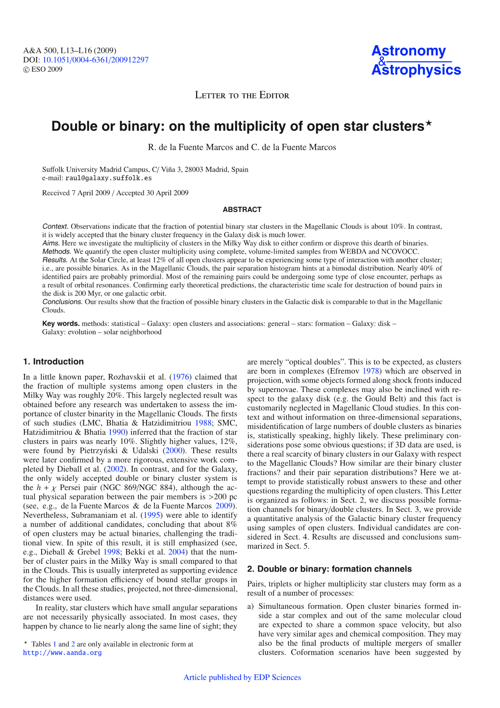 On the Multiplicity of Open Star Clusters