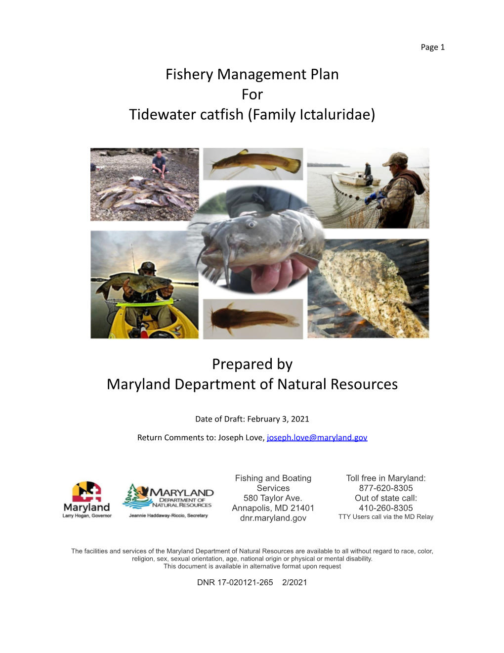 Tidal Catfish Fishery Management Plan