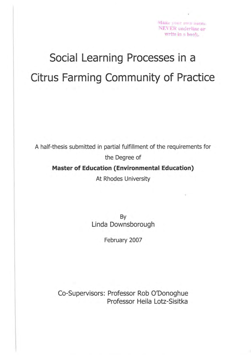 Social Learning Processes in a Citrus Farming Community of Practice
