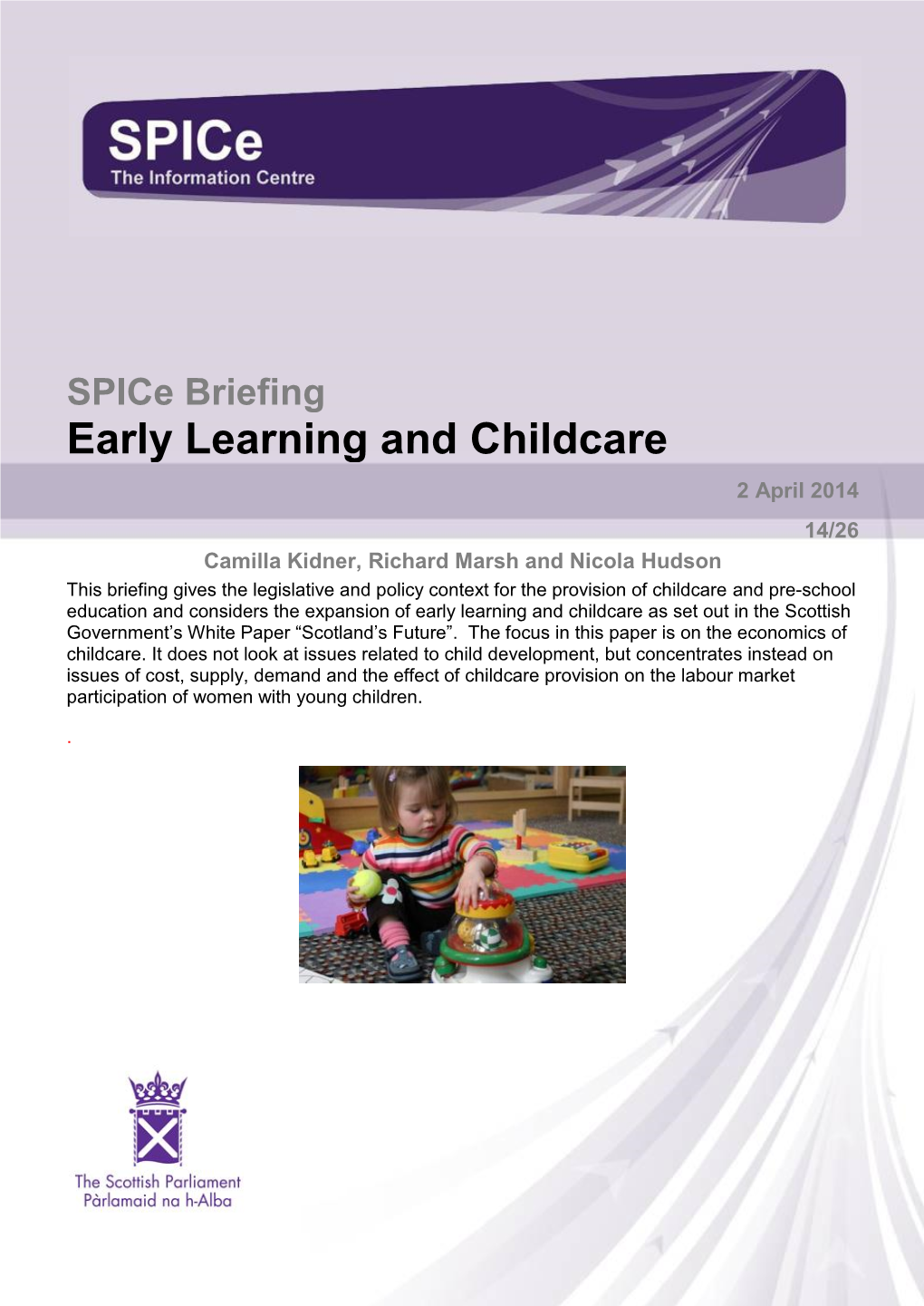 Spice Briefing: Early Learning and Childcare