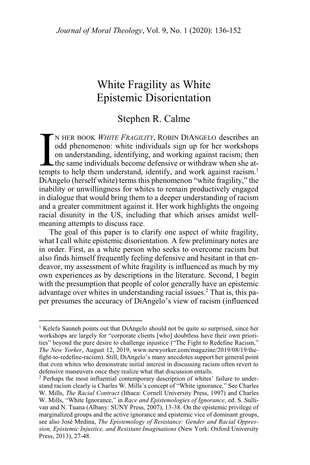 White Fragility As White Epistemic Disorientation
