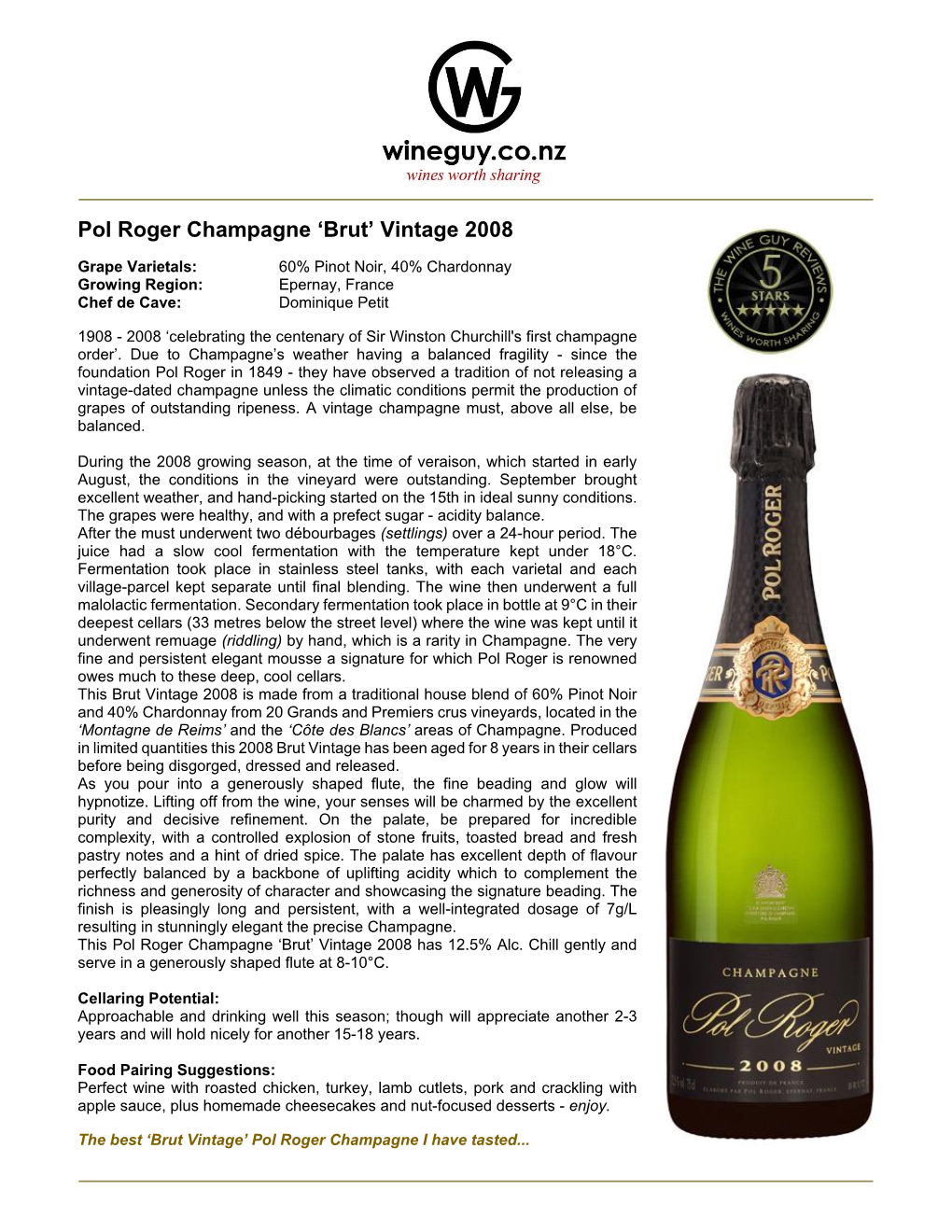 Pol Roger Champagne 'Brut'