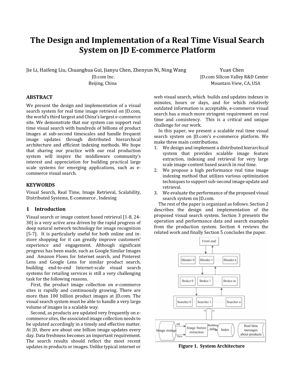 The Design and Implementation of a Real Time Visual Search System on JD E-Commerce Platform