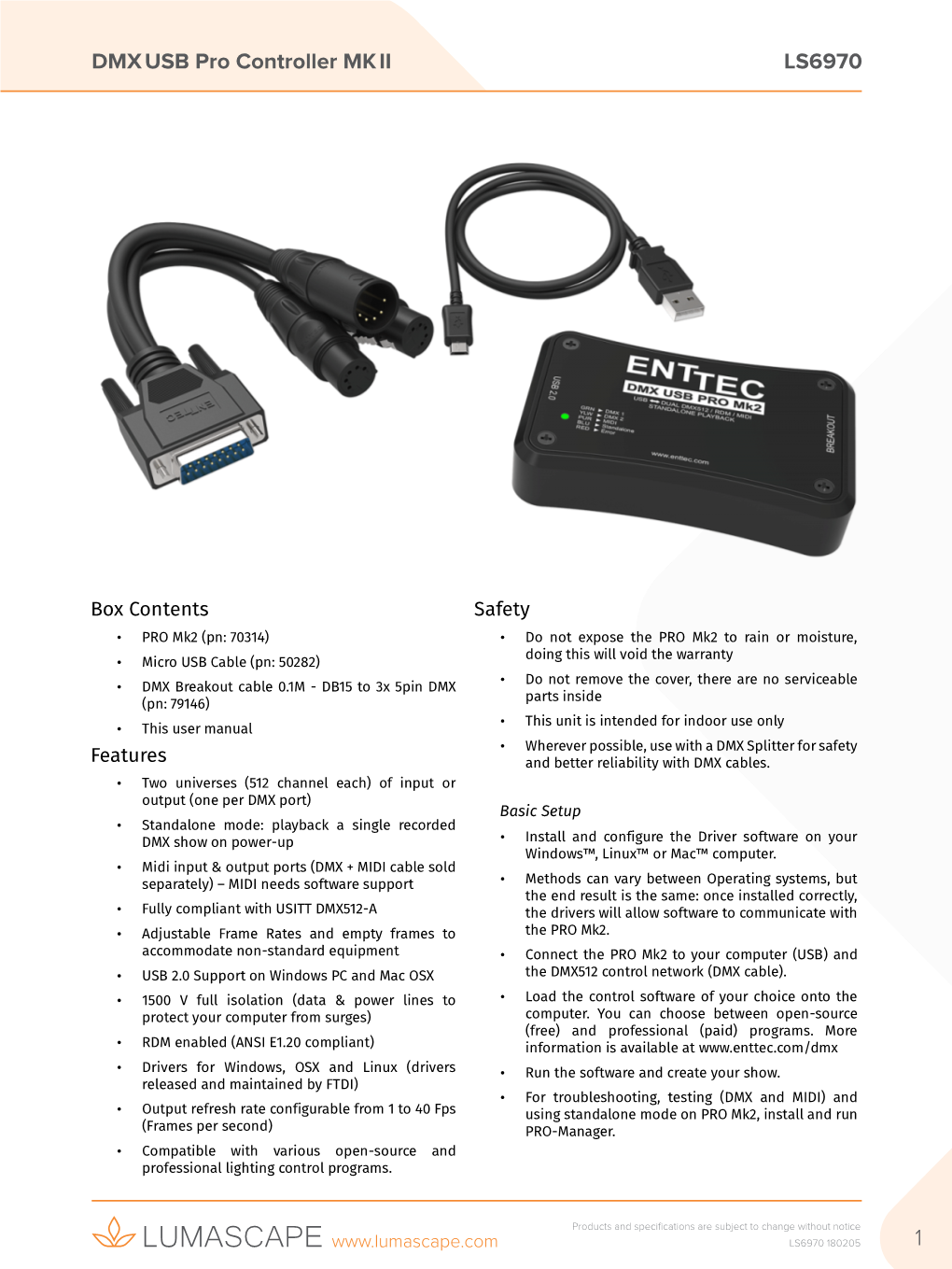 DMX USB Pro Controller MK II LS6970 1