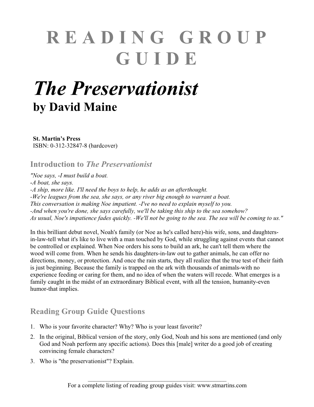 The Preservationist by David Maine (HC)