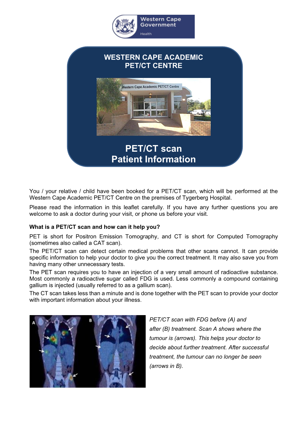 PET/CT Scan Patient Information