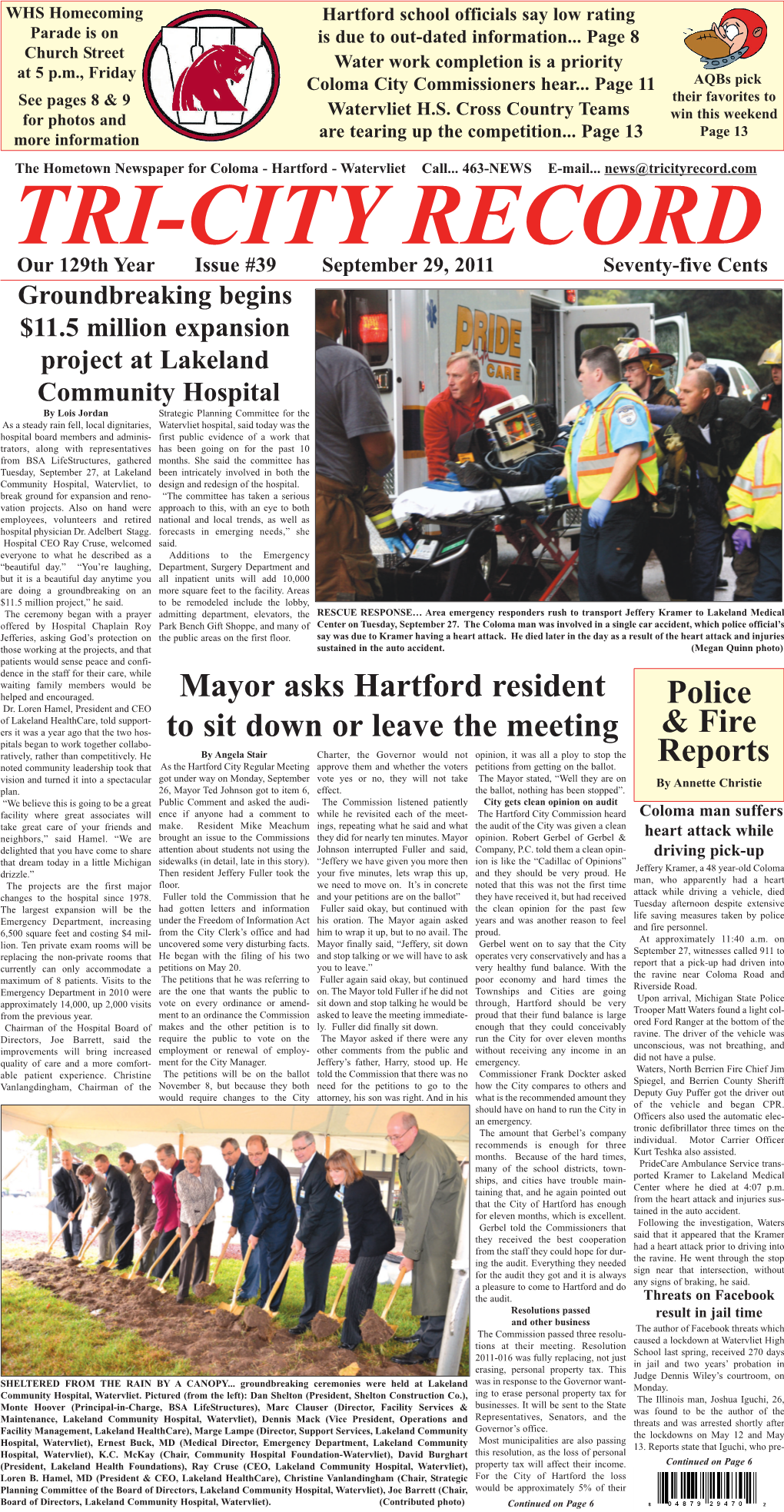 Police & Fire Reports Mayor Asks Hartford Resident to Sit Down Or Leave the Meeting