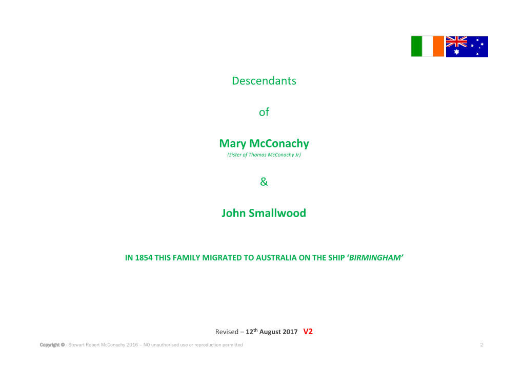 Descendants of Mary Mcconachy & John Smallwood