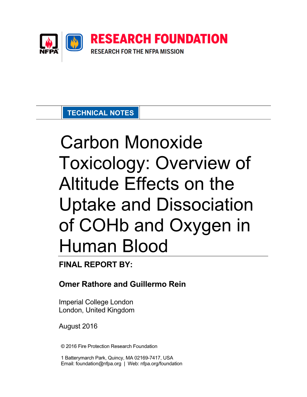 Carbon Monoxide Toxicology: Overview of Altitude Effects on the Uptake and Dissociation of Carboxyhemoglobin and Oxygen in Human Blood