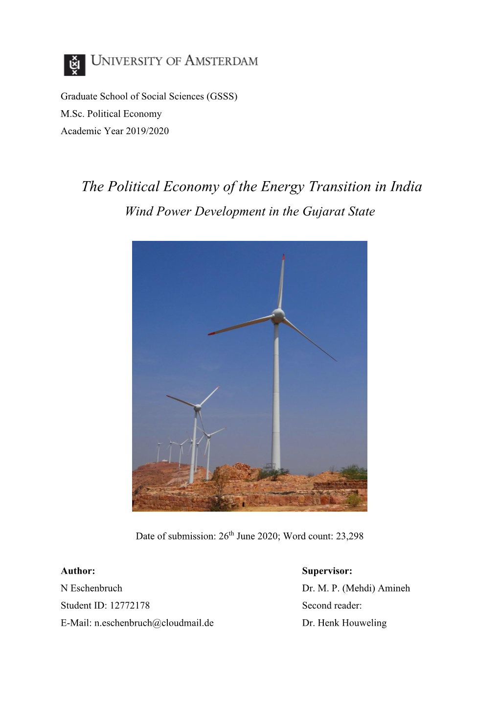 The Political Economy of the Energy Transition in India Wind Power Development in the Gujarat State