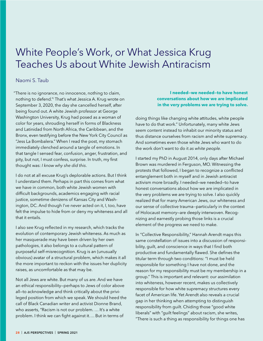White People's Work, Or What Jessica Krug Teaches Us About White Jewish Antiracism