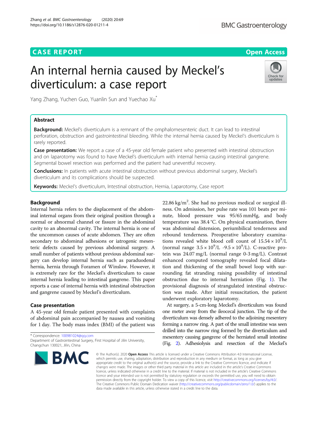 An Internal Hernia Caused by Meckel's Diverticulum