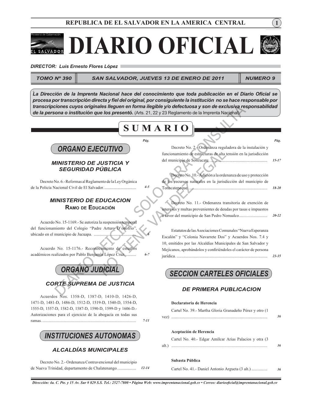 Diario Ofi Cial Sumario