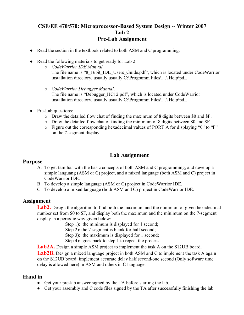 CSE/EE 470/570: Microprocessor-Based Systems Design, Fall 2006