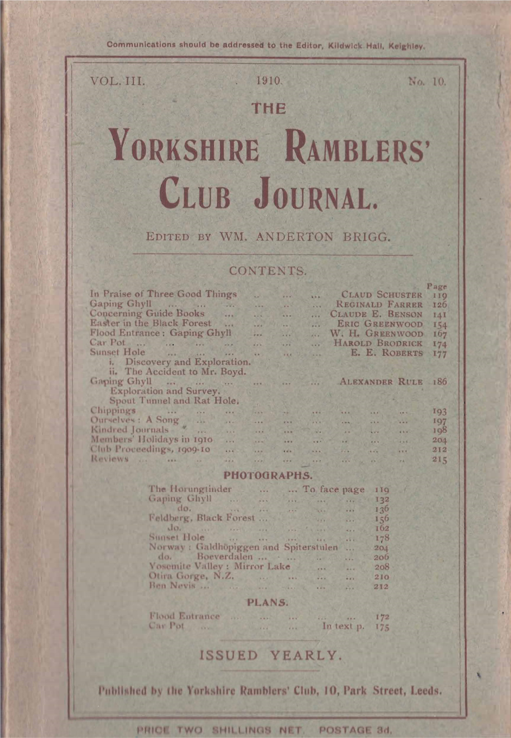 Vol 3 No 10 Yorkshire Ramblers' Club Journal