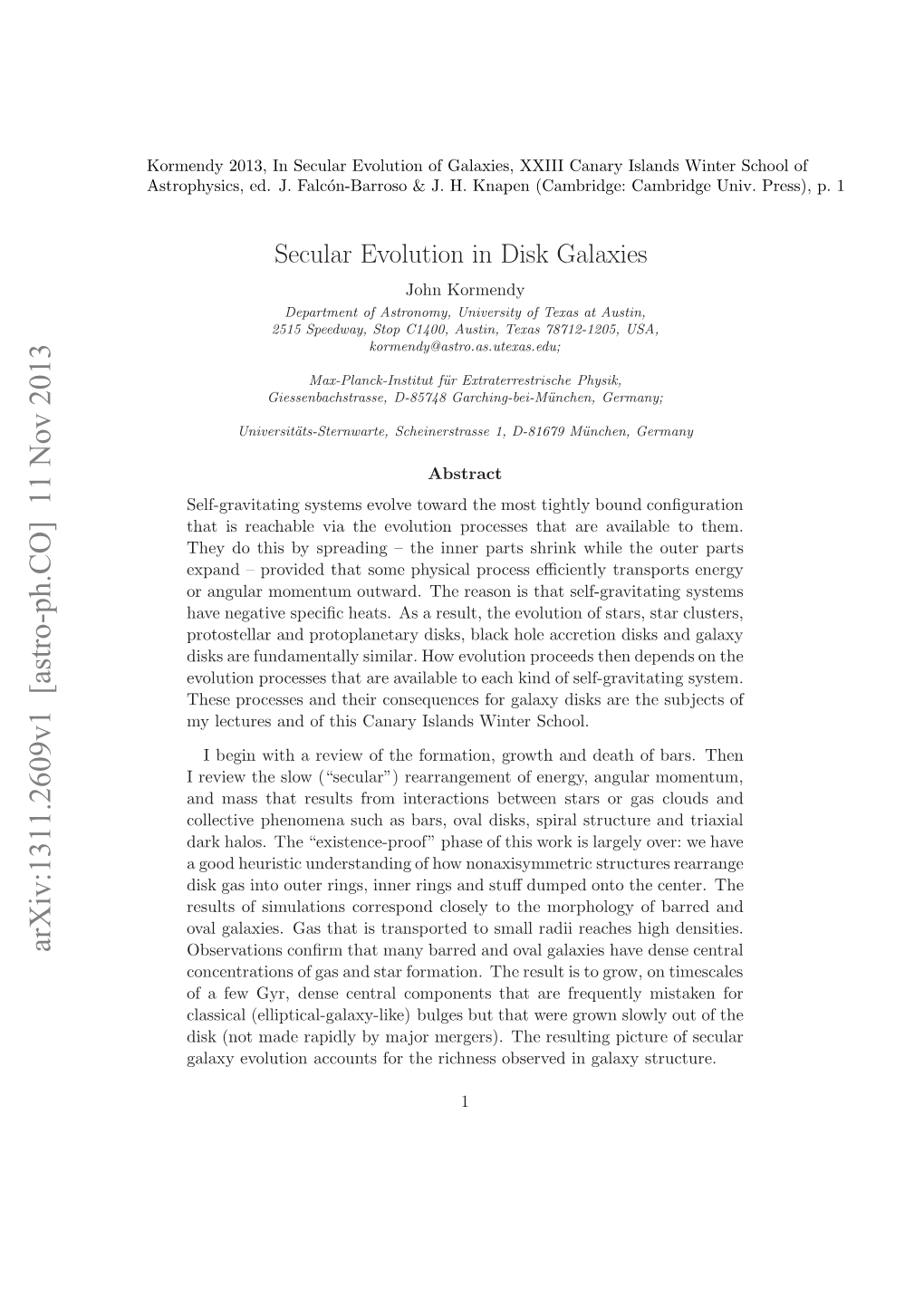 Secular Evolution in Disk Galaxies