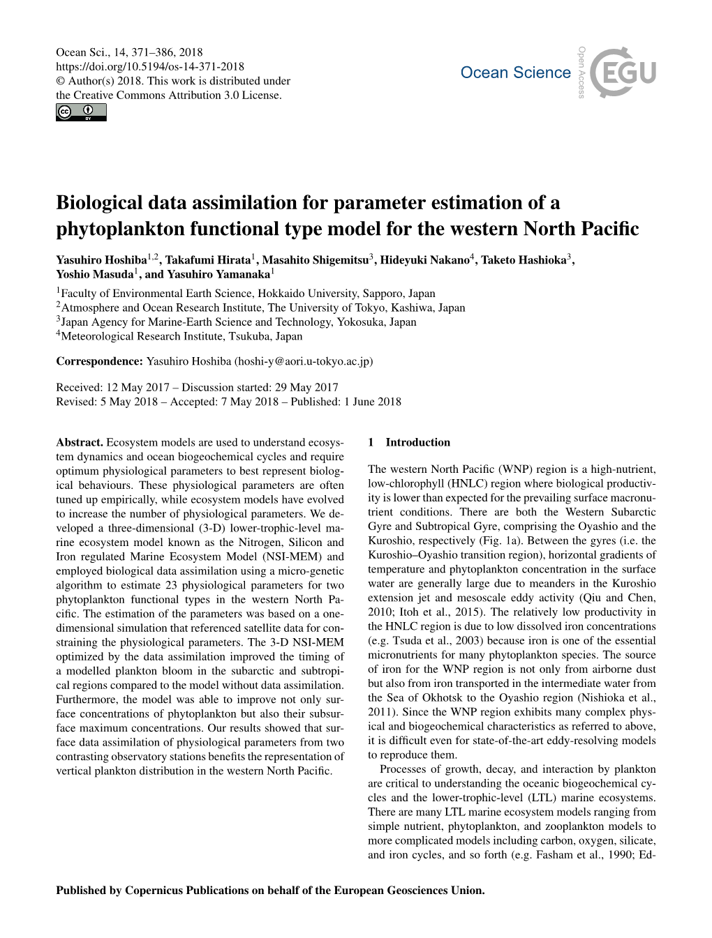 Biological Data Assimilation for Parameter Estimation of a Phytoplankton Functional Type Model for the Western North Paciﬁc