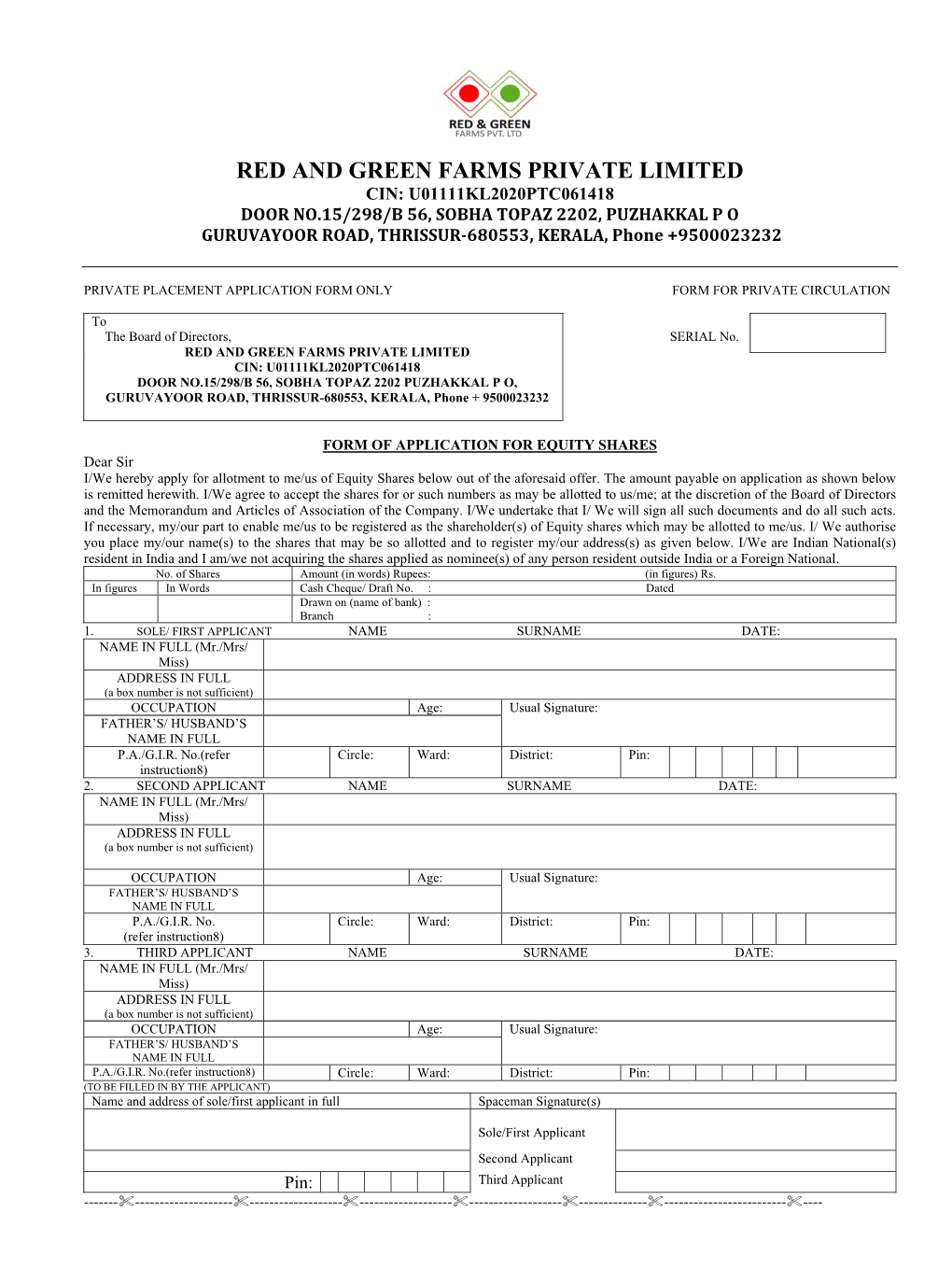 Share Application Form