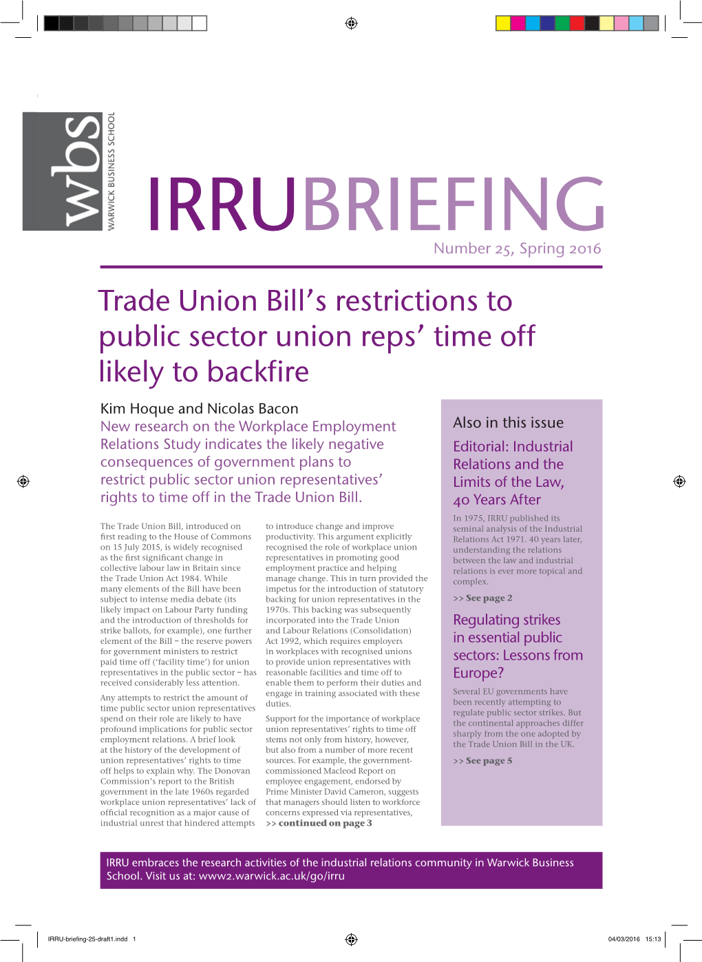 Trade Union Bill's Restrictions to Public Sector Union Reps' Time Off Likely to Backfire