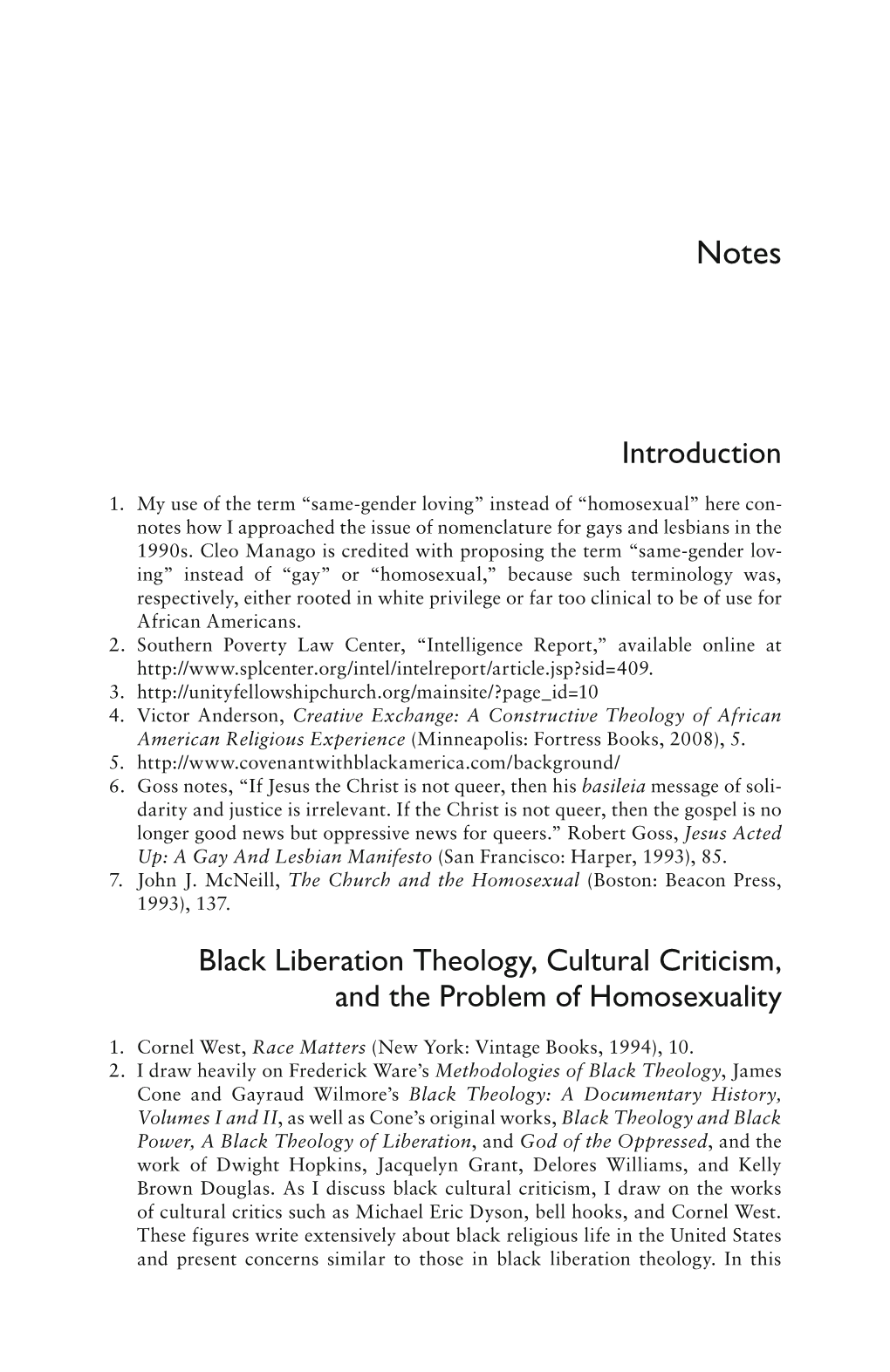 Introduction Black Liberation Theology, Cultural Criticism, and the Problem of Homosexuality