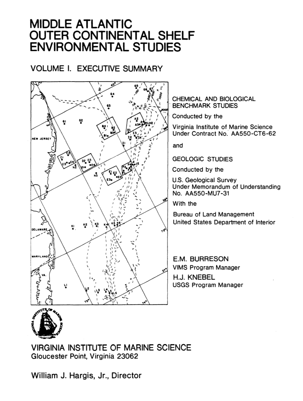 Middle Atlantic Outer Continental Shelf Environmental Studies July 1979 Volume I