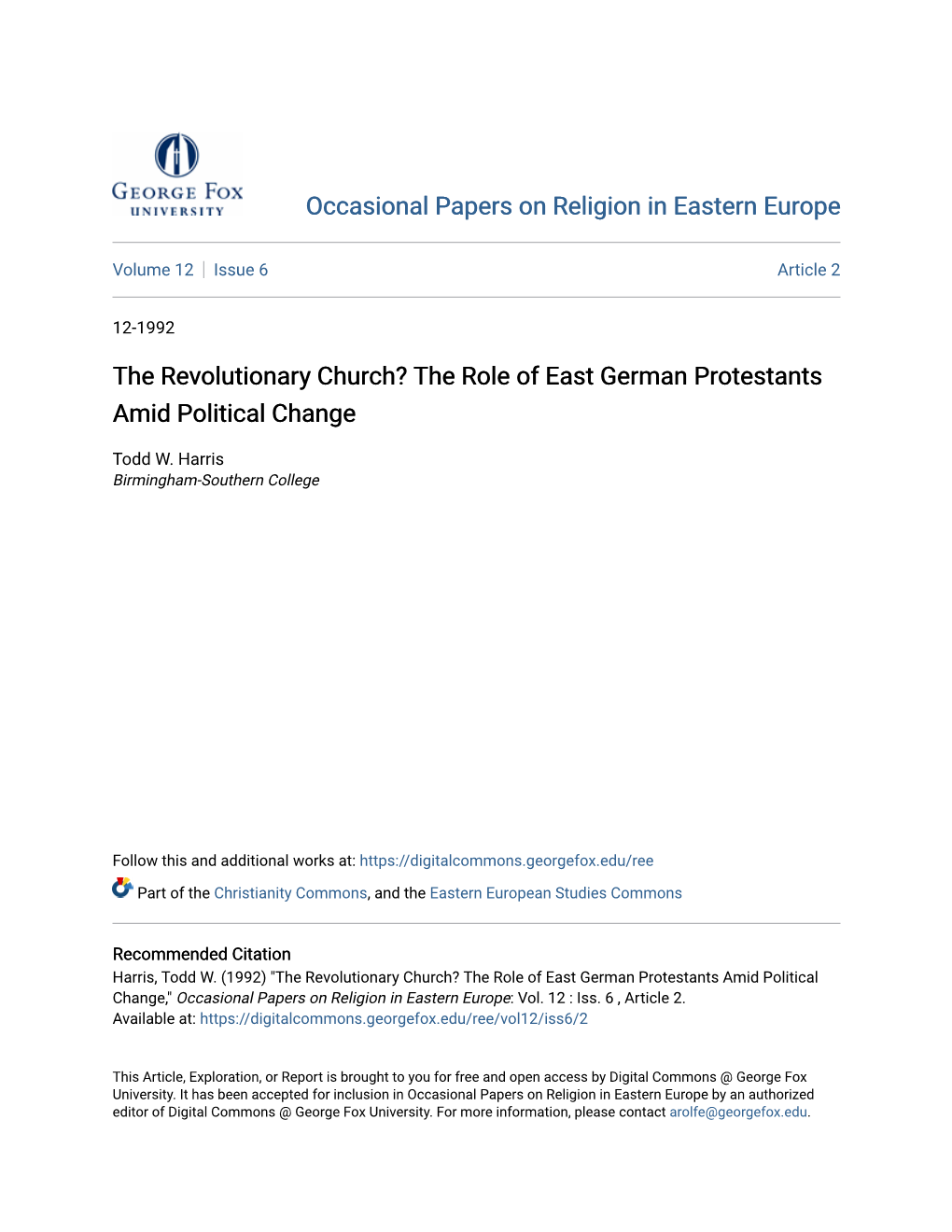 The Role of East German Protestants Amid Political Change