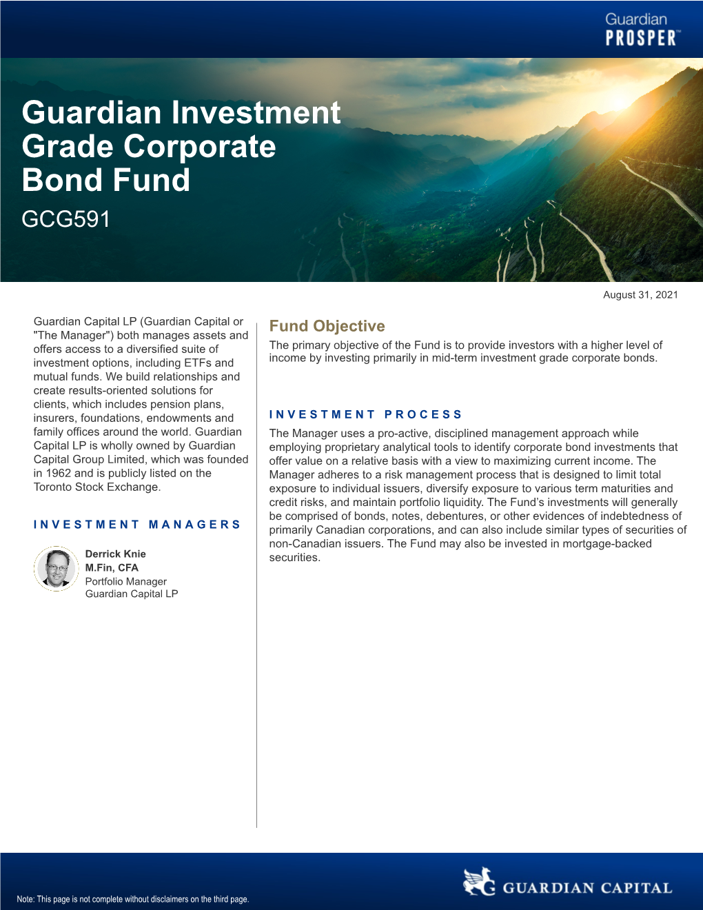 Guardian Investment Grade Corporate Bond Fund GCG591