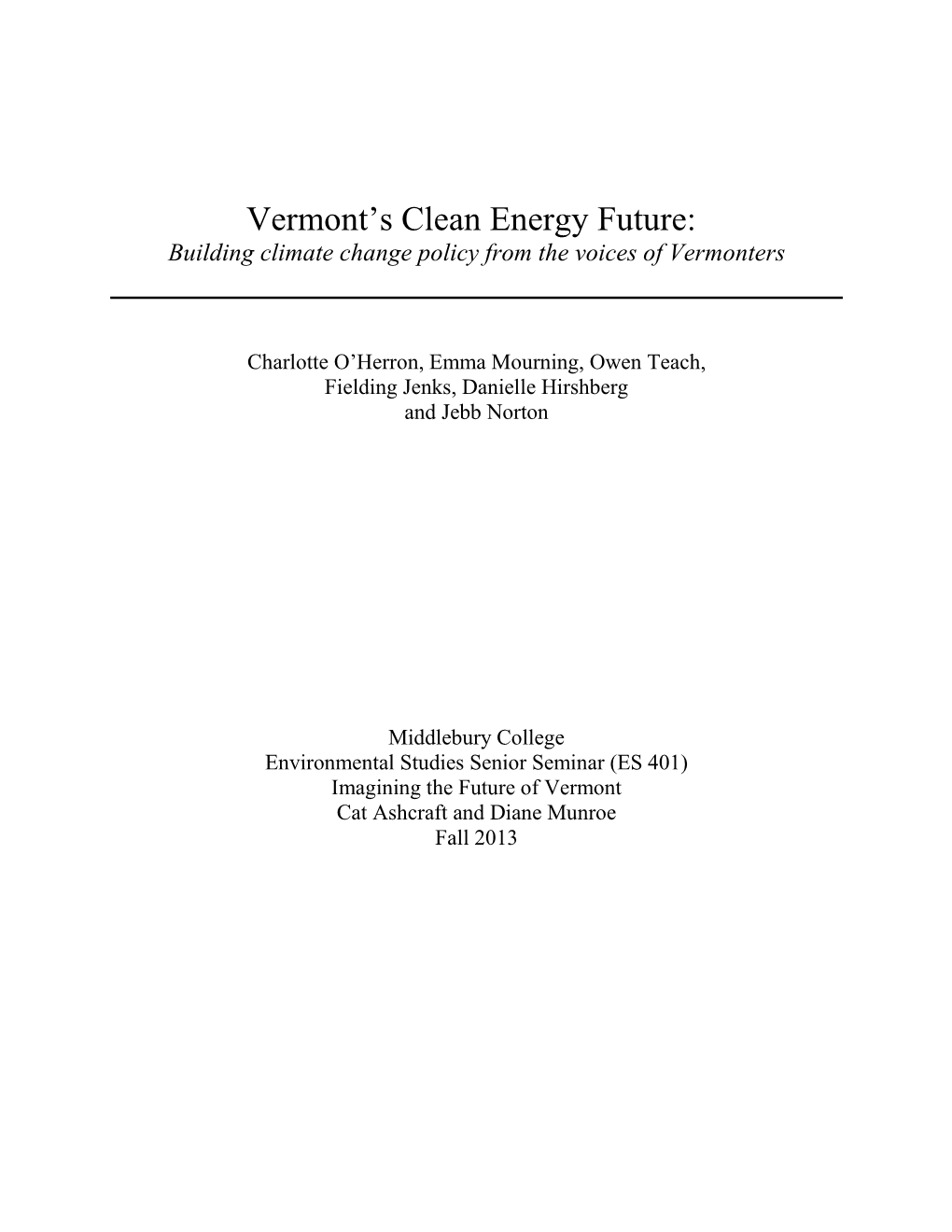 Vermont's Clean Energy Future