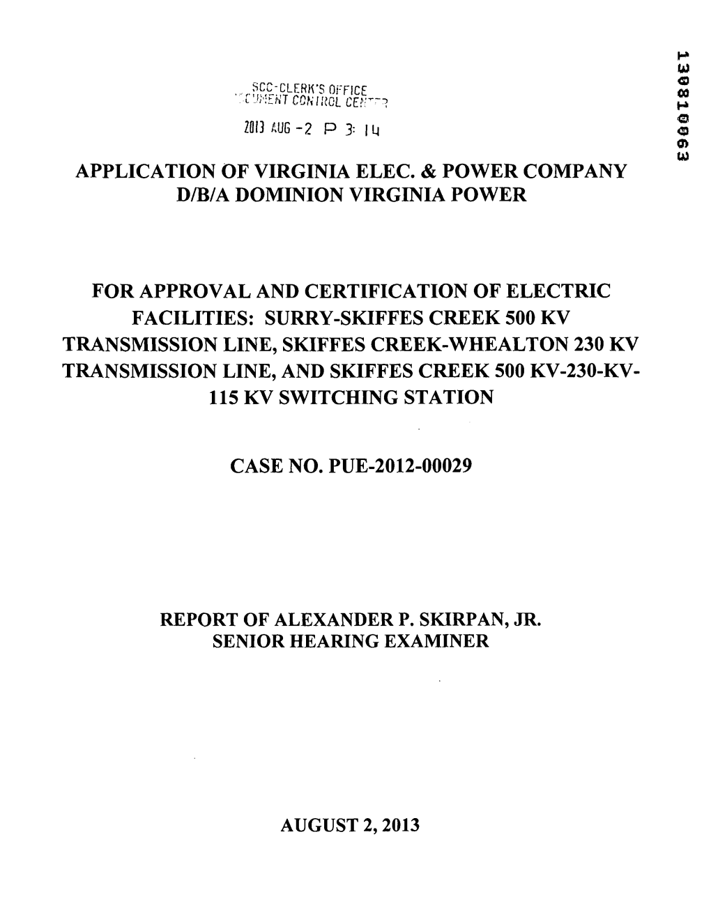 Application of Virginia Elec. & Power Company D/B/A
