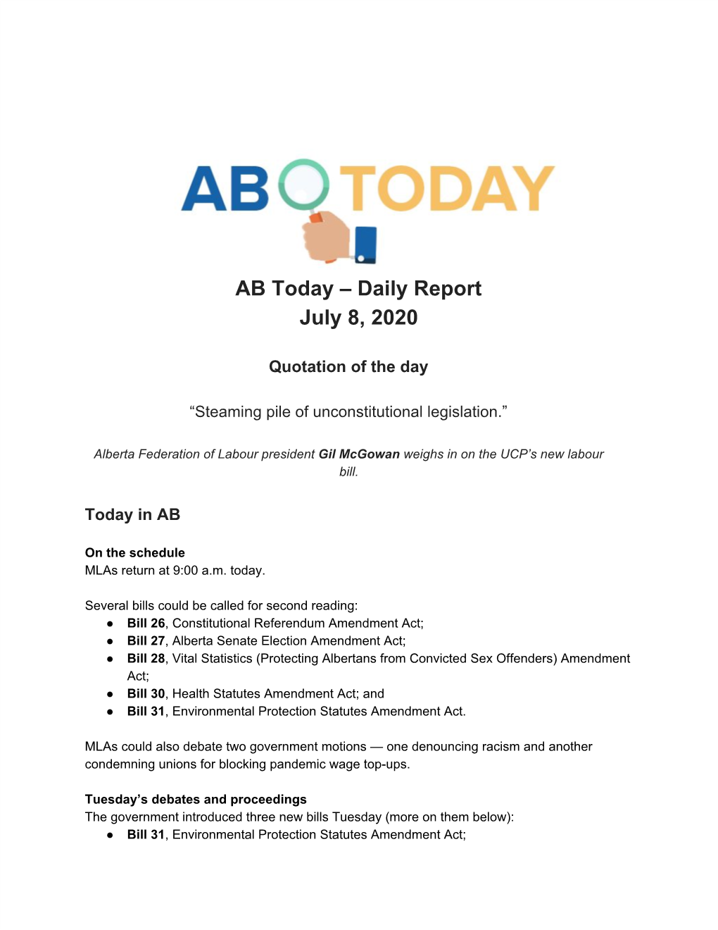 AB Today – Daily Report July 8, 2020