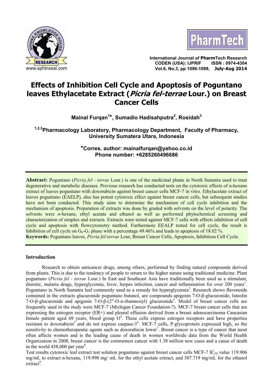 (Picria Fel-Terrae Lour.) on Breast Cancer Cells