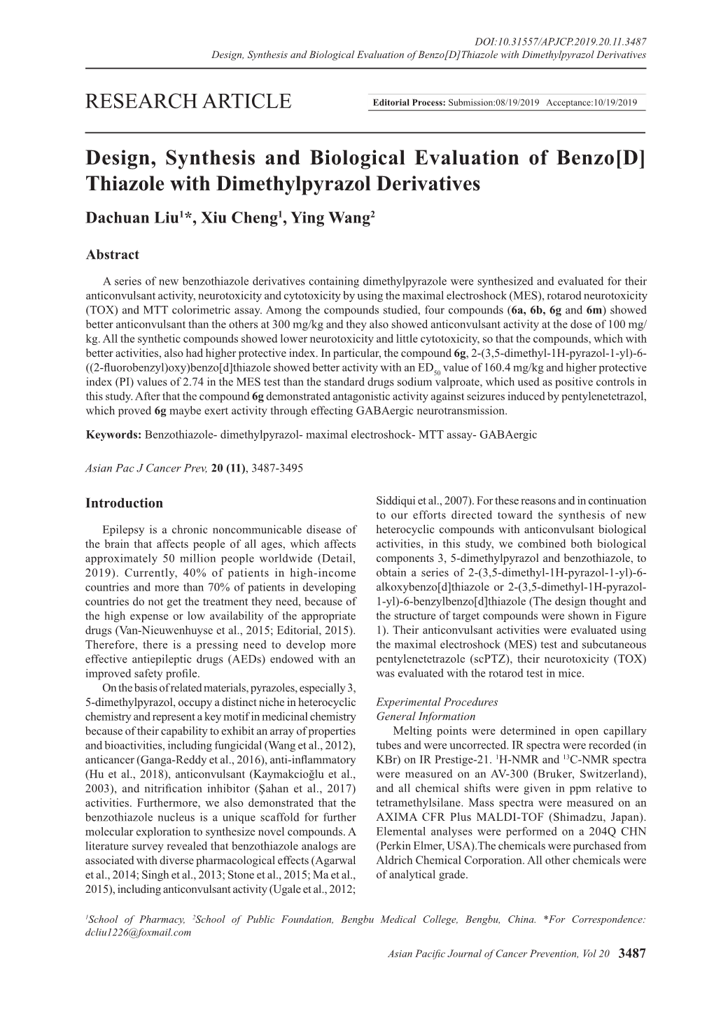 Thiazole with Dimethylpyrazol Derivatives