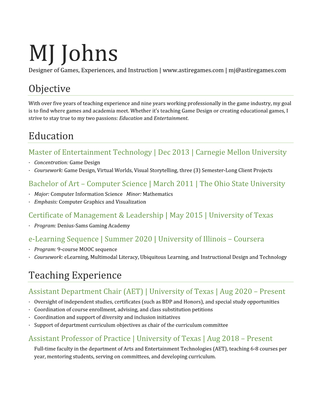 Johns, Megan CV