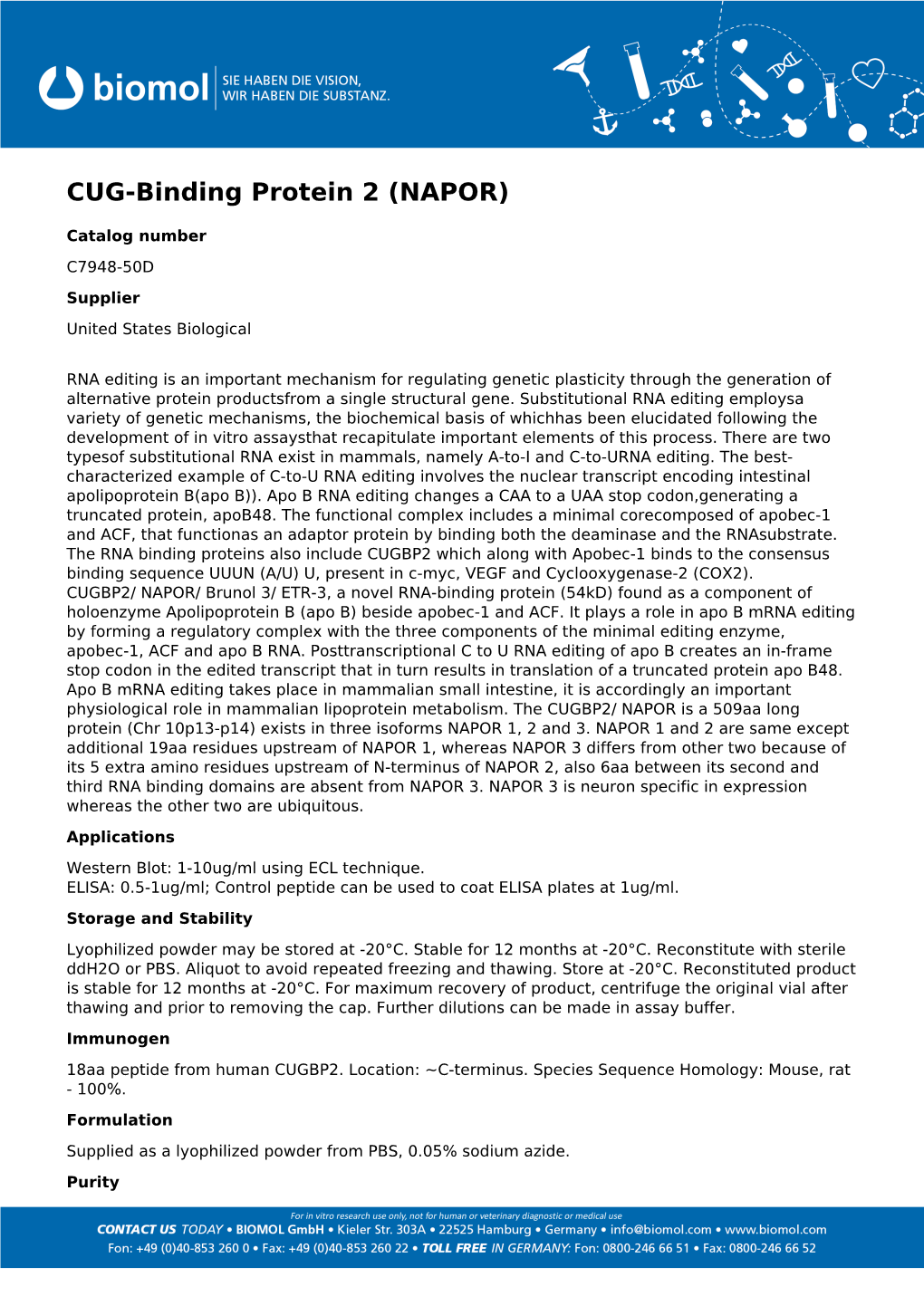 Usbiological Datasheet