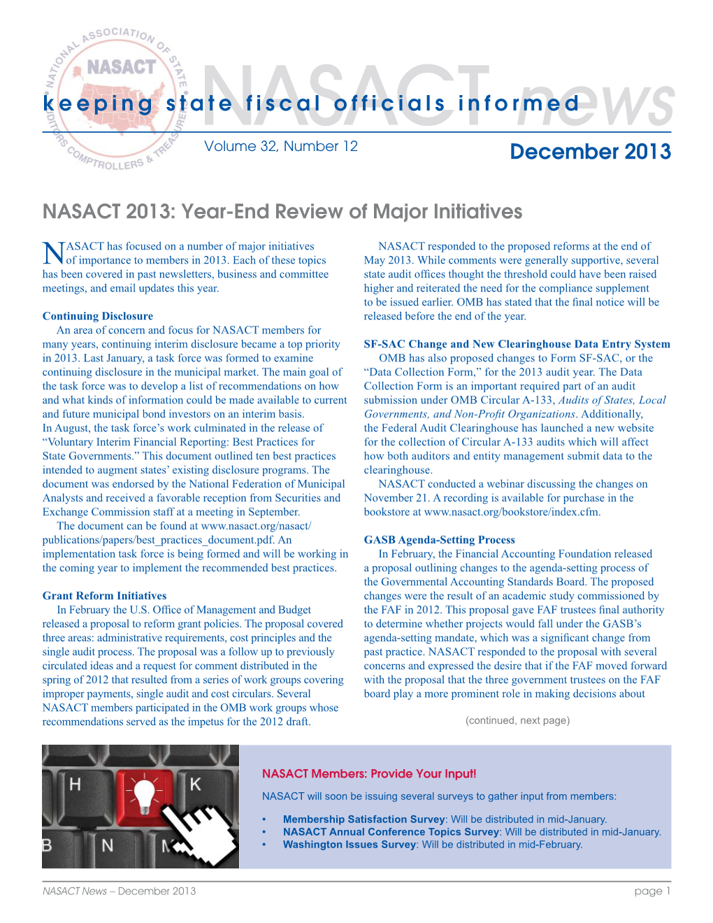 NASACT News, December 2013