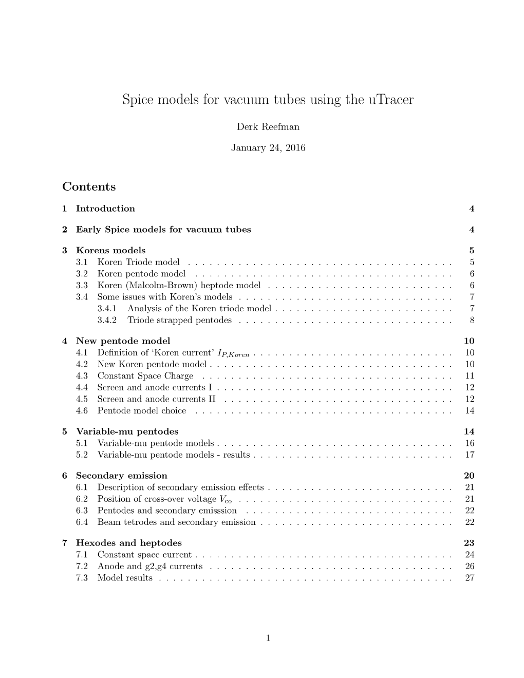 Spice Models for Vacuum Tubes Using the Utracer