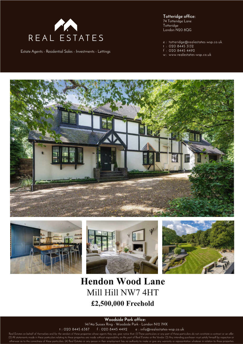 Hendon Wood Lane Mill Hill NW7 4HT £2,500,000 Freehold