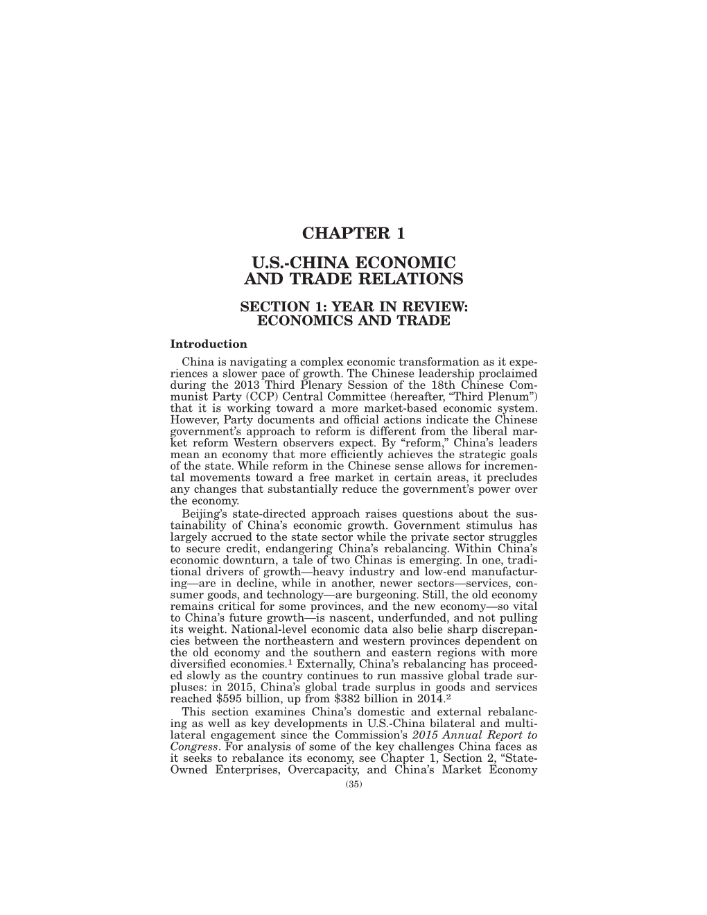 Chapter 1 U.S.-China Economic and Trade Relations