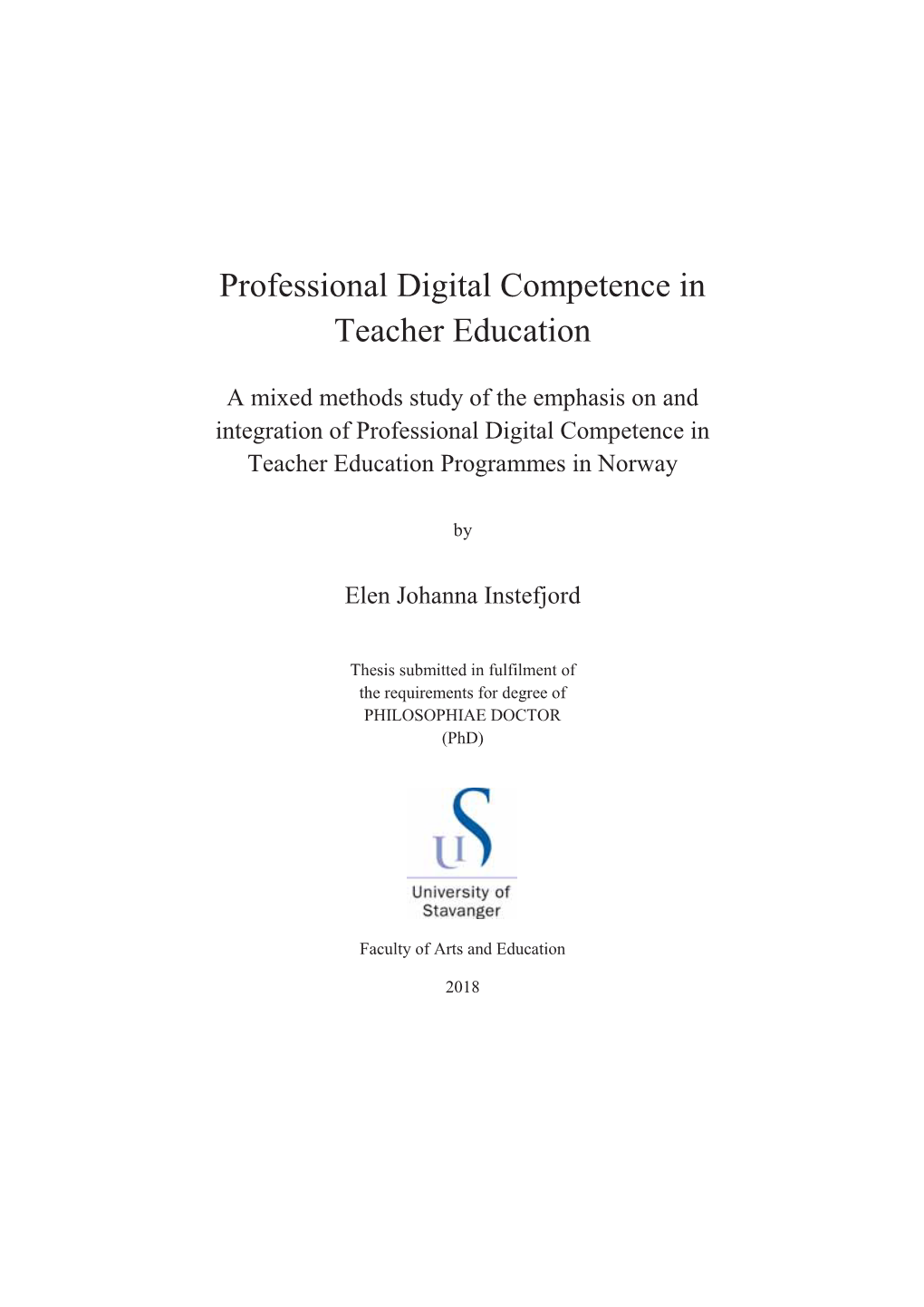 Professional Digital Competence in Teacher Education