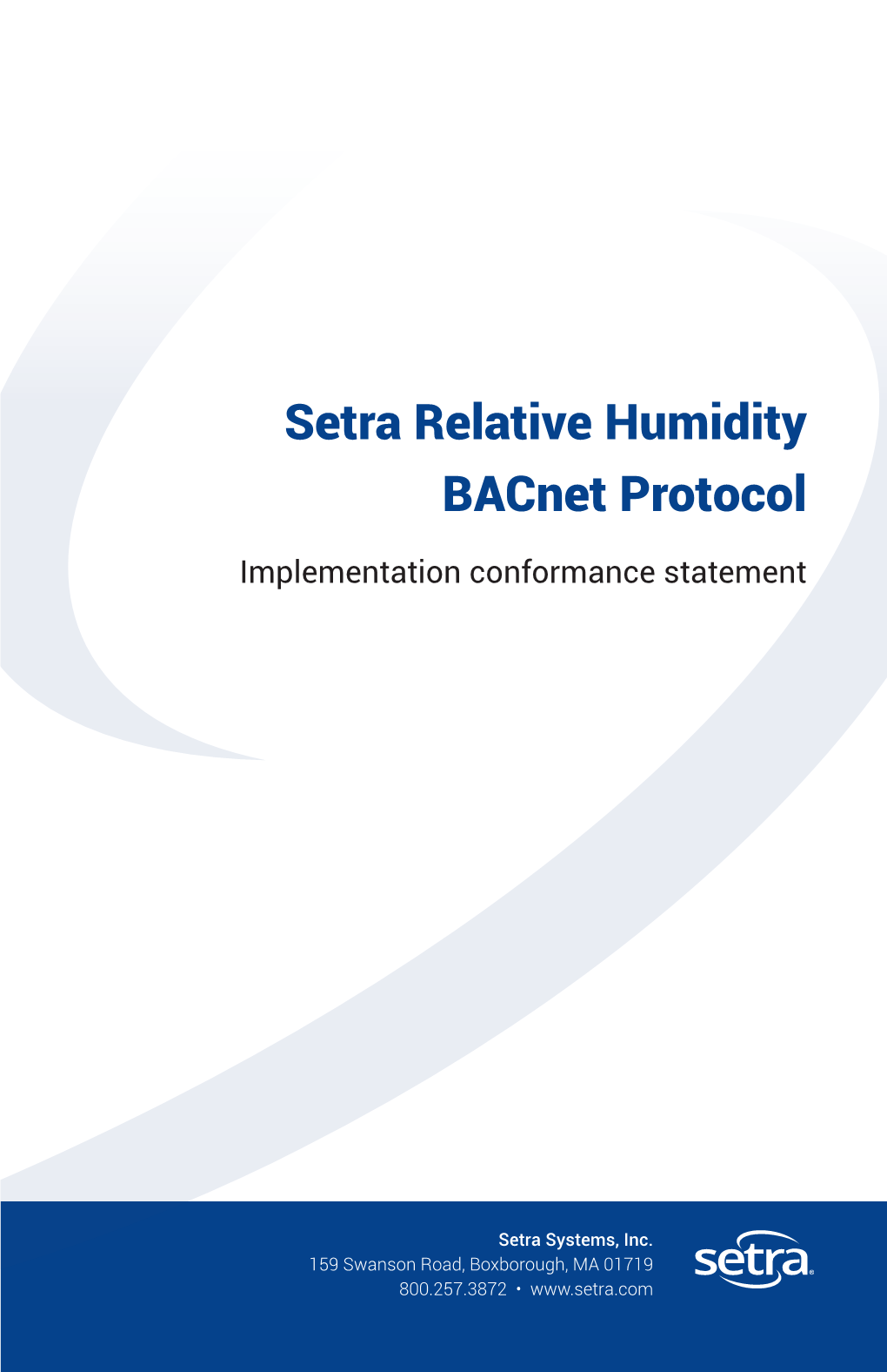 Setra Relative Humidity Bacnet Protocol