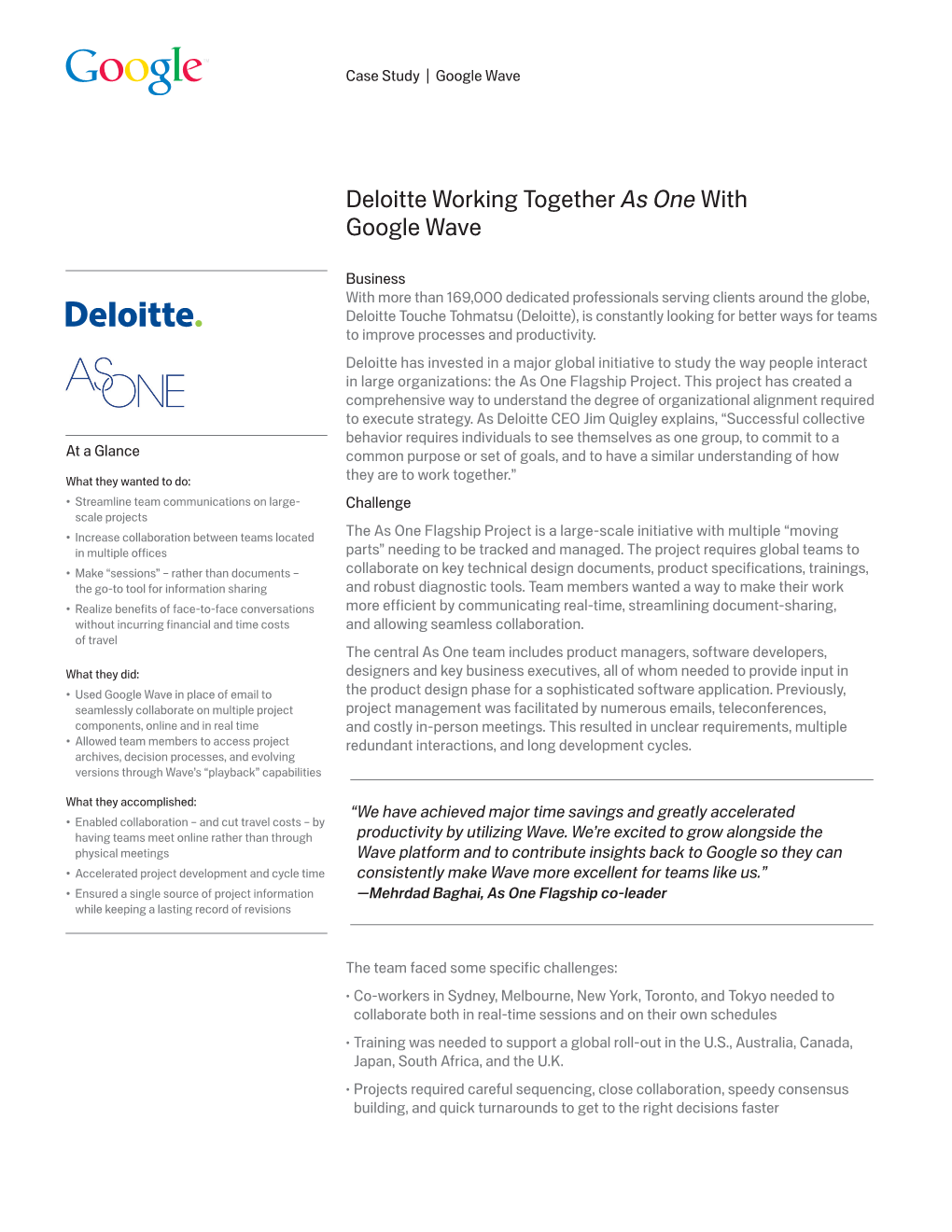 Deloitte Working Together As One with Google Wave