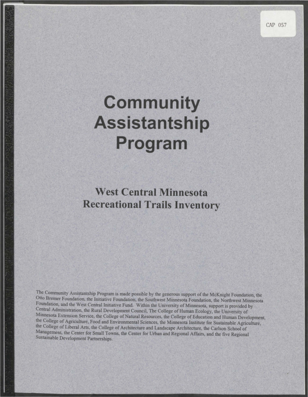 Community Assistantship Program West Central Minnesota