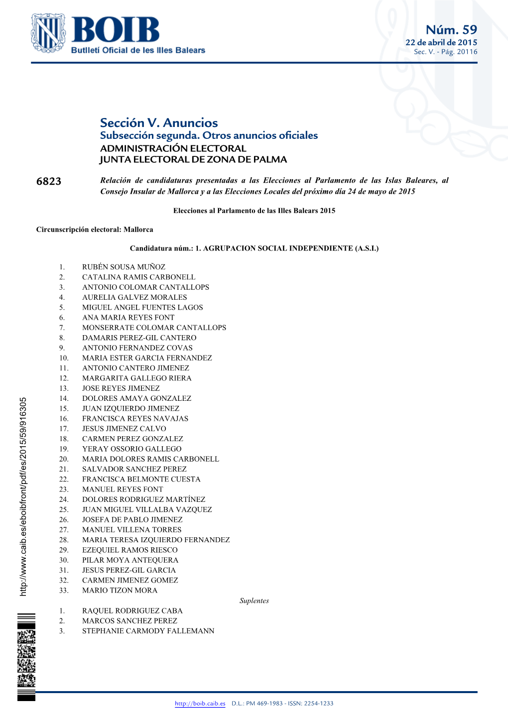 Núm. 59 Sección V. Anuncios